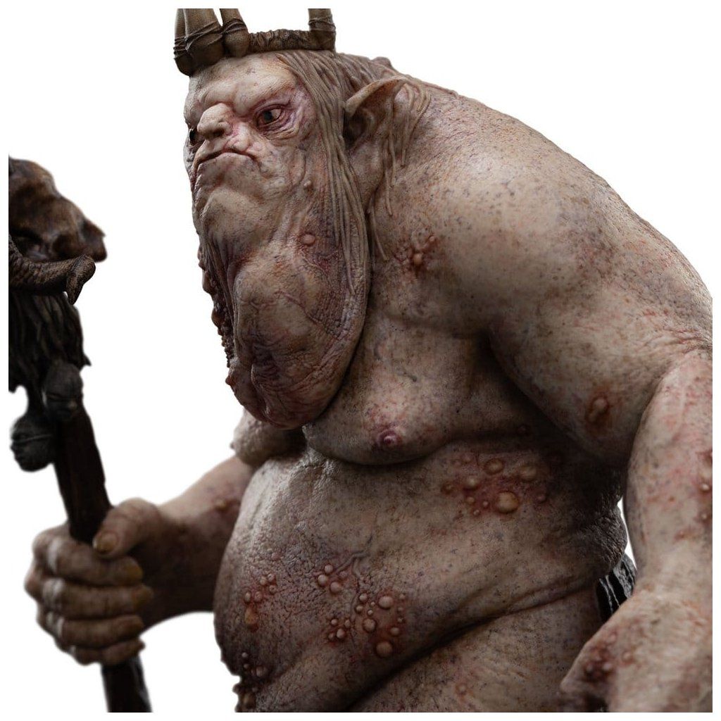 The Hobbit Goblin King mini statue 14 cm kostěná koruna a dřevěná hůl