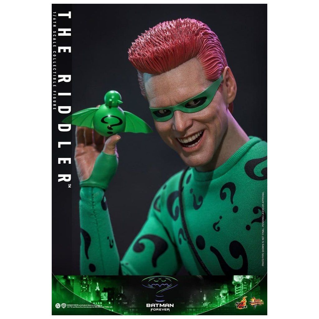 Hot Toys Riddler Batman Forever Jim Carrey detail hlavy a příslušenství