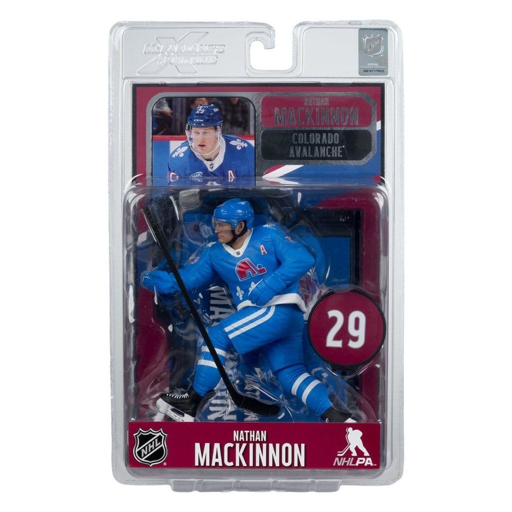 Nathan MacKinnon McFarlane SportsPicks NHL Legacy Series Quebec Nordiques Retro detail figurky