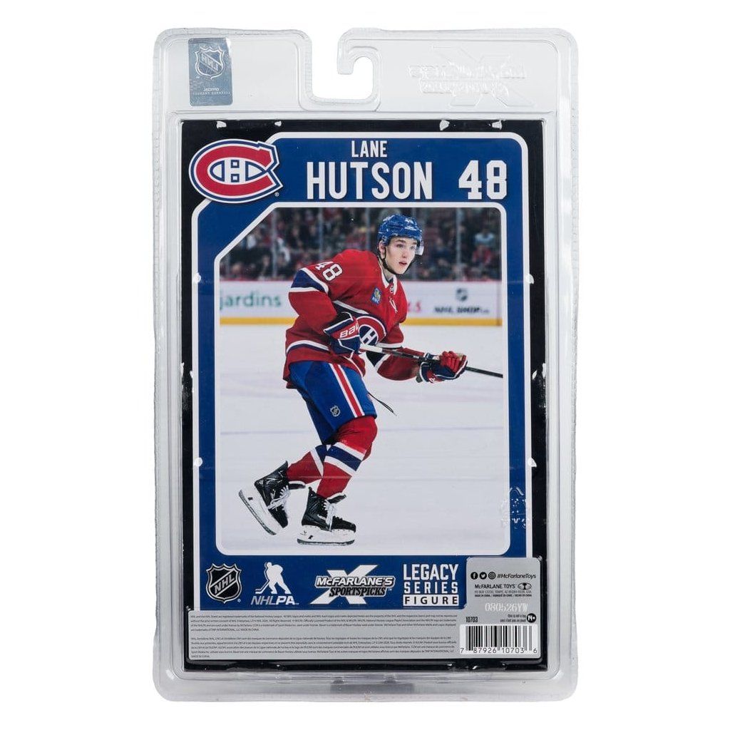 Detail figurky Lane Hutson Montreal Canadiens Heritage Classic od McFarlane Toys
