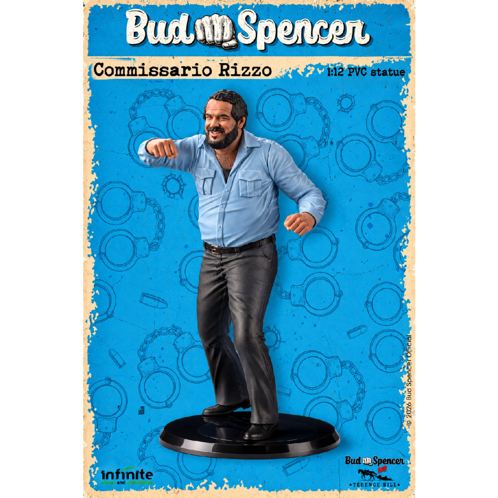 Detail figurky Bud Spencer Commissario Rizzo s charakteristickým úderem